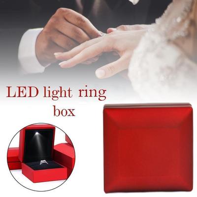 Verlobung Mit LED-Licht Schwarze Schmuckringbox LED-Licht-Ringschachtel Ohrring-Etui Verlobungsringbox