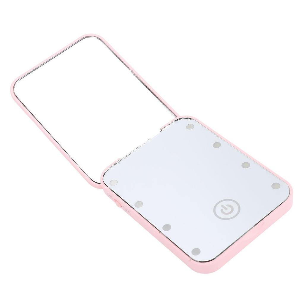 Compact LED Travel Makeup Mirror 2 Sided Magnification Rechargable Portable Handheld Small Lighted Cosmetic Mirror Pink