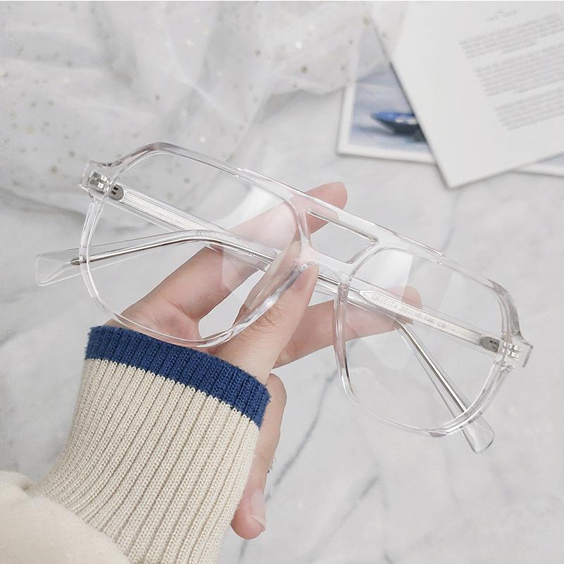 Sand Black TR90 Frame Glasses for Men with Big Faces Slimming Business Elegant Anti-blue Light Flat Glasses