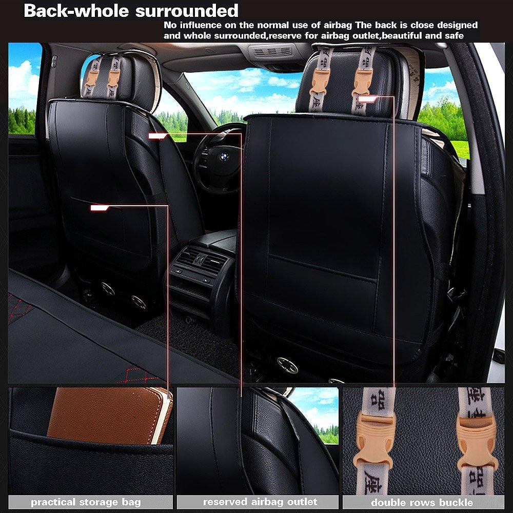 Luxury Leather Car Seat Covers Front Rear Full Set Cushion Protector Universal