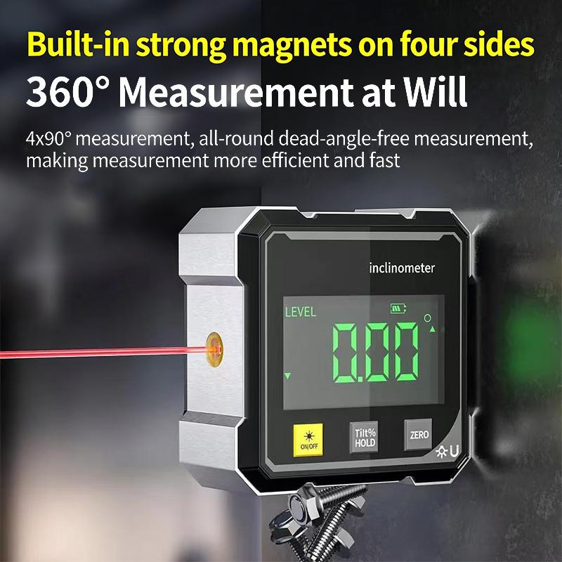 Accurate Measurement Level Four Sided Magnetic Suction Double-Sided Laser Tilt Angle Box Small Electronic Angle Ruler For Slope