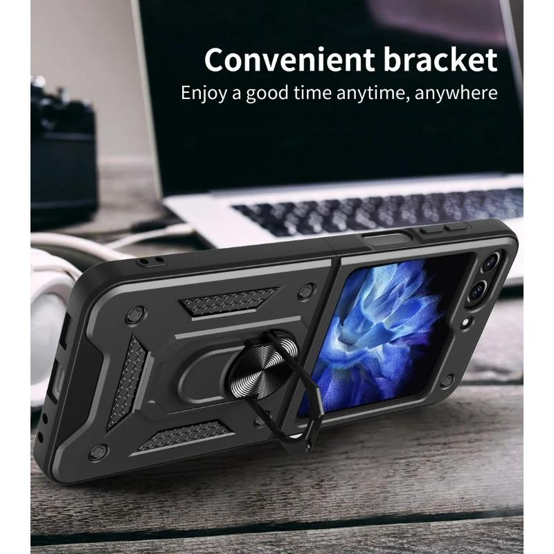 Camera Protection Case for Samsung Z Flip 6 5 4 3 Galaxy Z Flip6 Flip 5 4 3 Armor Hybrid Ring Back Cover