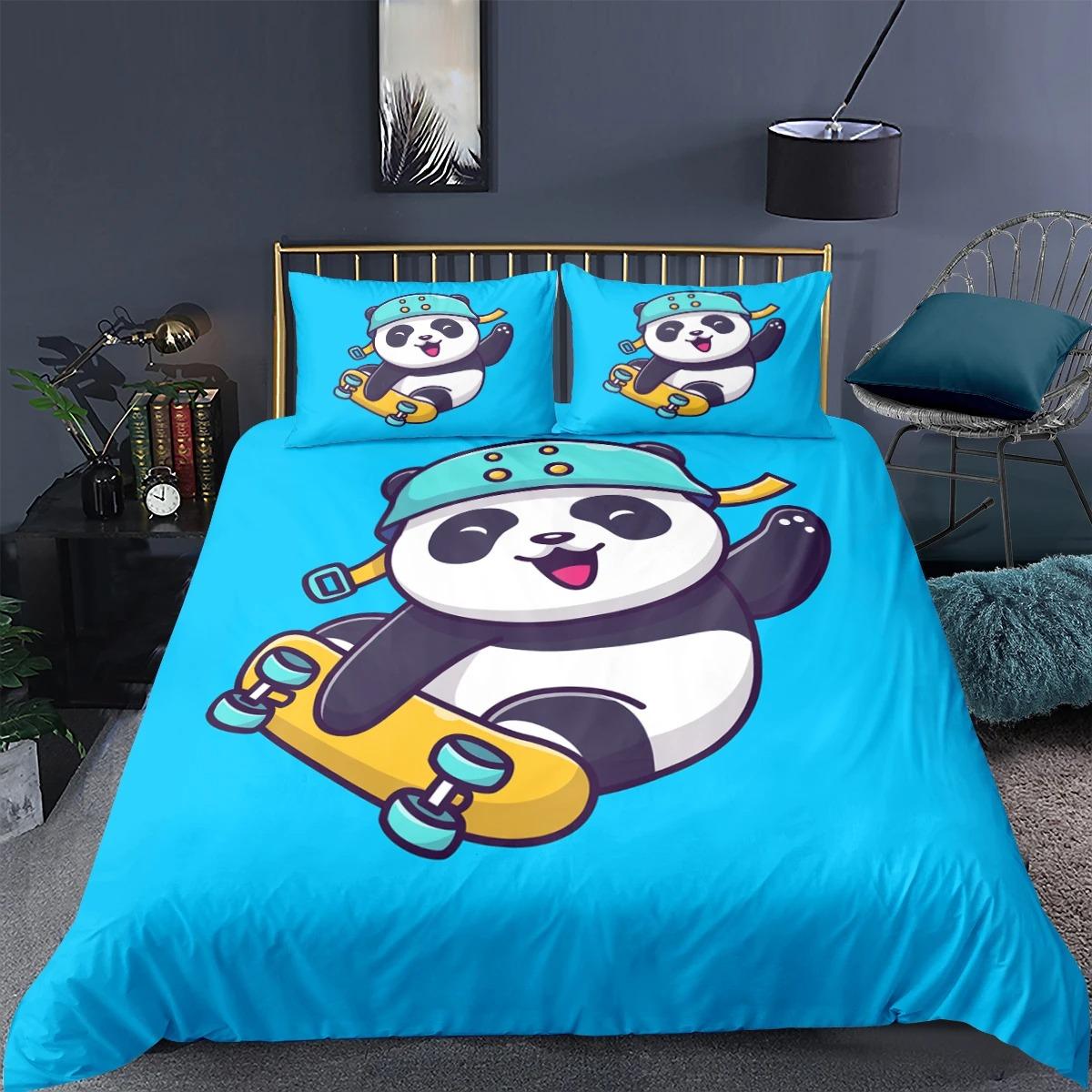 

Набор 3D принтов с изображением панды из мультфильма, домашний текстиль, Weichem Bett Eingestellt Einzigen Königin König Größe für Kin 70x133cm 2pcs