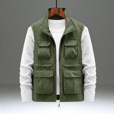 Multi-Pocket Outdoor Workwear Sleeveless Gilet - Spring/Autumn, Lightweight, Loose Fit, Plus Size