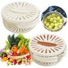 Plastic Fruit Drain Basket with Lid Fruit Vegetable Washing Bowl Foldable Handle Colander Multifunctional Refrigerator Crisper