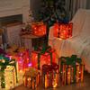 Christmas Light Gift Box Ornaments Set Holiday Cheer Glowing Lights Festive Holiday Tabletop Mantel Party Decor for Indoor Outdoor