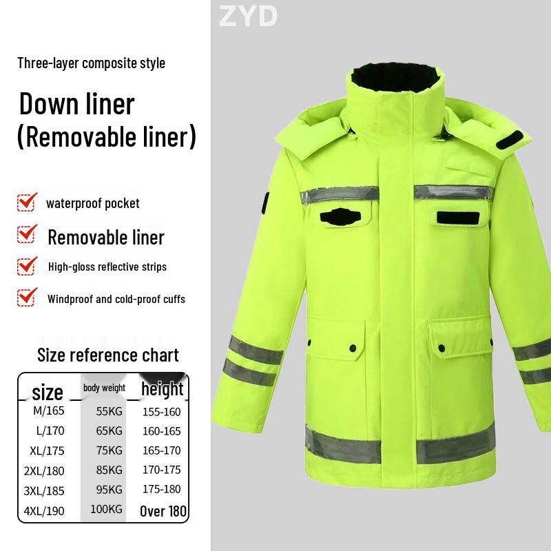 Reflective Raincoat Set for Traffic Duty and Flood Control - Men's Sanitation Labor Protection