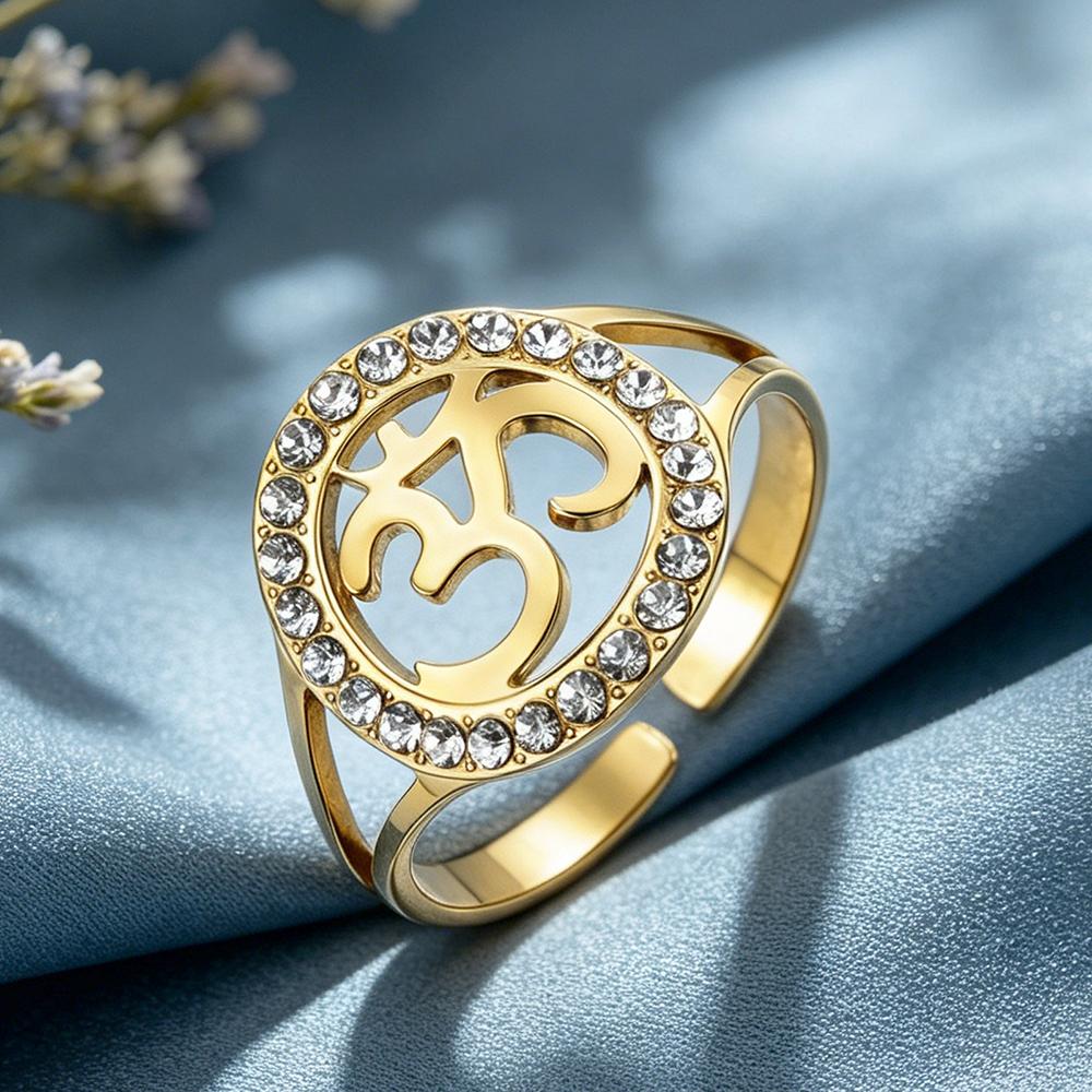 Dawapara Anello da Donna Regolabile Om Ohm Acciaio Inossidabile Simbolo Buddista Yoga Meditazione Minimalismo Spirituale Gioielli