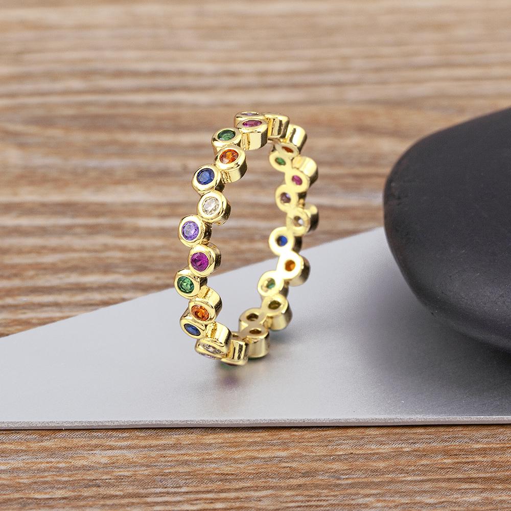 

Nidin Handmade Eternity Promise Rainbow CZ Zirconia Engagement Wedding Band Rings for Women Finger Party Jewelry Gift Wholesale 9