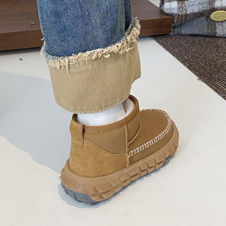 Nischendesign Samt-Schneestiefel mit dicker Sohle für Damen 2025 Winter neu vielseitig lässig rutschfest warm und bequem Baumwollschuhe