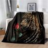 Plush Fleece Beast Animal Roses and Leopard Cheetah Throw Blanket Home Bedroom Bed Sofa Picnic Travel Cover Kid Soft Blanket
