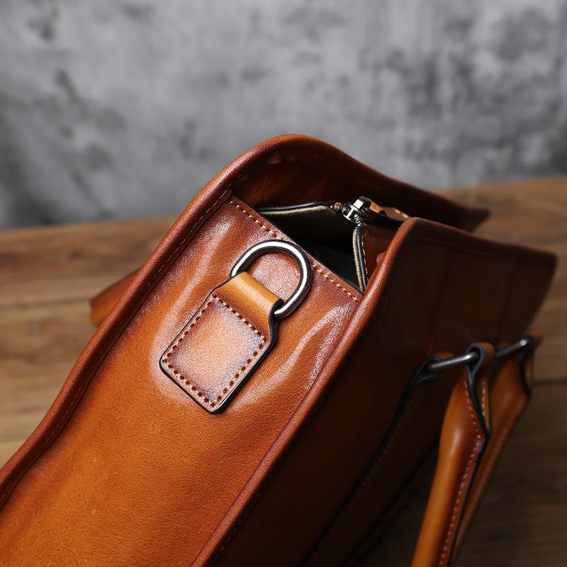 NZPJ Genuine Leather Men Briefcase Primitive natural cowhide Handbag Vintage Casual Computer Bag Fashion Crossbody Bag