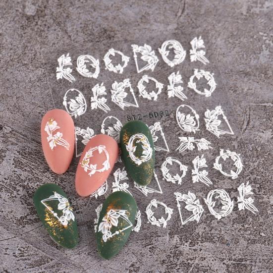 Yousheng Embossed Nail Sticker Flower Decal DIY Nail Art Decoration Spring Summer Flower Nail Decoration Sticker Nail Supplies