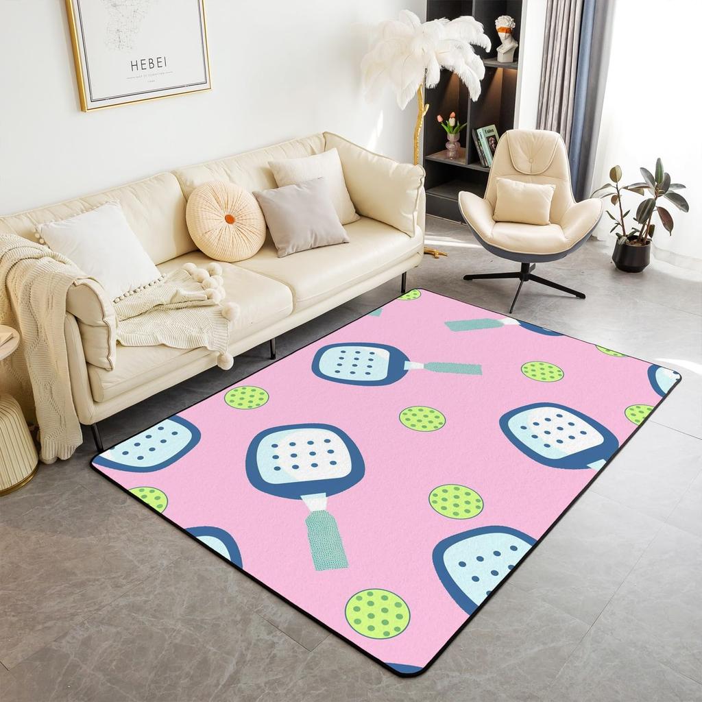 Erosebridal Lacrosse Area Rug 4'11" X 3'3", Lacrosse Sports Games Non Shedding Living Room Rugs For Kids Boys Girls, Black White Lacrosse De