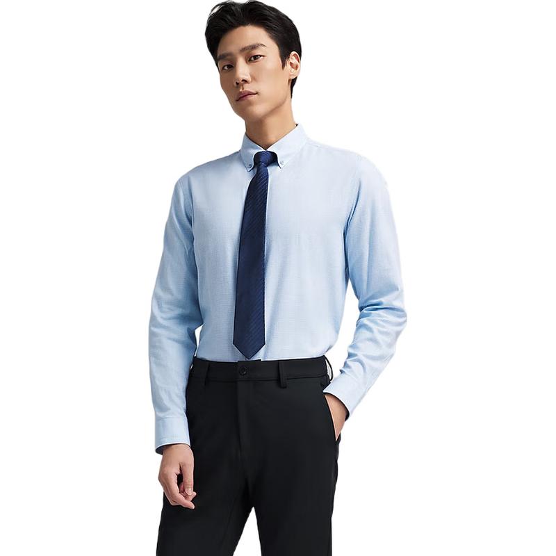 YOUNGOR Men s Thermal Anti-static Wool Blend Plaid Long Sleeve Shirt 40