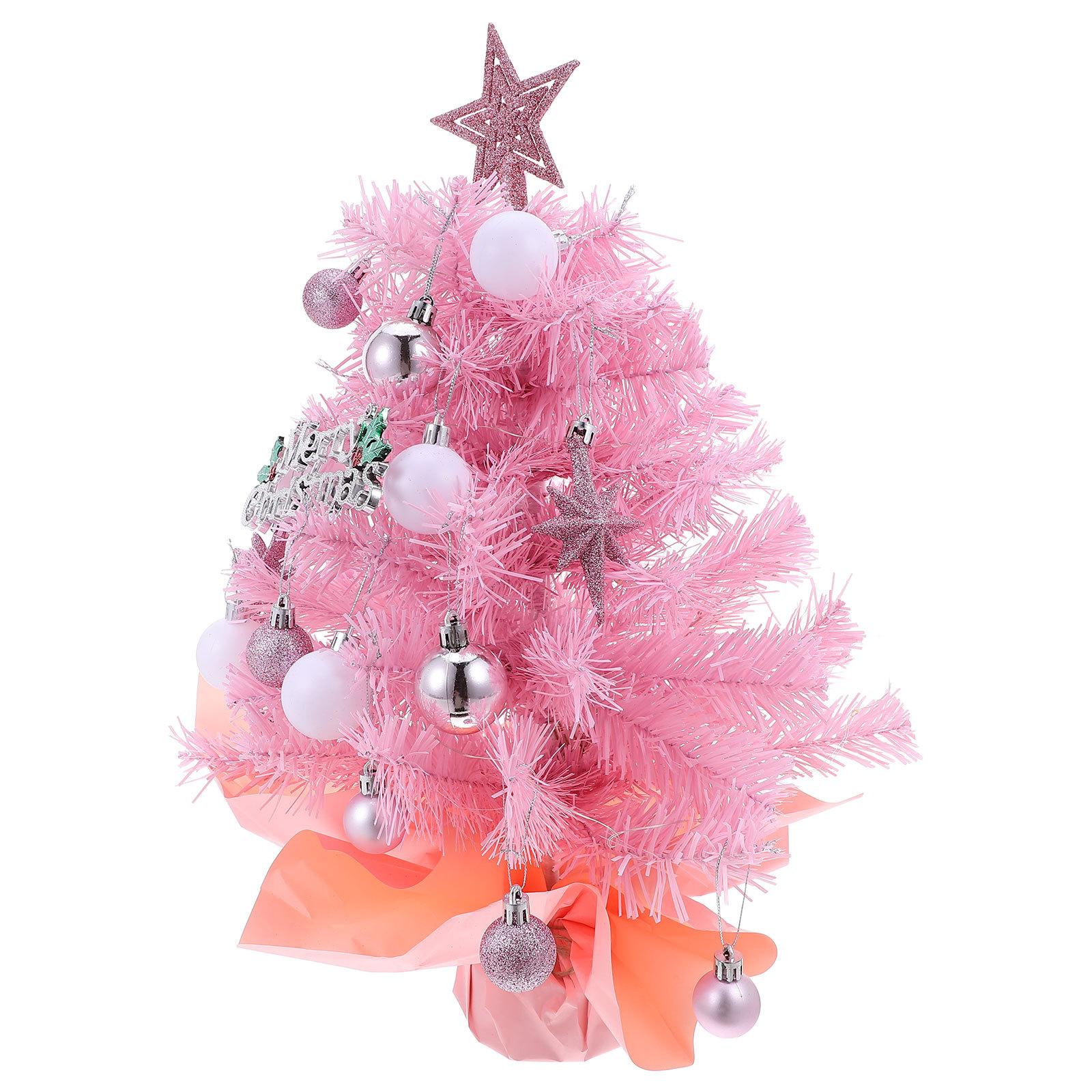 

2Ft Mini Christmas Tree Pink: Small Tabletop Pre-Lit Artificial Xmas Tree With Led Lights Star Topper For Desk Office Holiday other