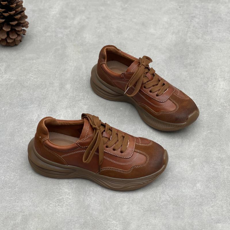 

Новый стиль повседневной спортивной обуви на шнуровке для женщин с эластичным и мягким верхом 38 коричневый