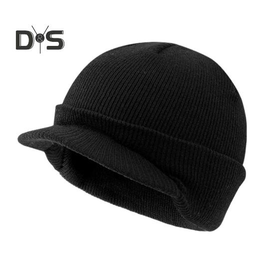 

Зимняя шапка из пряжи с короткими полями, эластичная, нескользящая, однотонная, унисекс, сохраняющая тепло, куполообразный головной убор для ежедневного использования на открытом воздухе чёрный