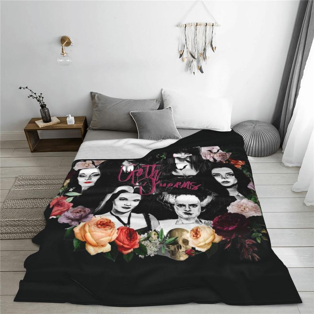 Elviras Mistress Of The Dark Movie Blanket Goth Queen Lily Morticia Picnic Flannel Throw Blanket Warm Chair Sofa Bed Bedspread