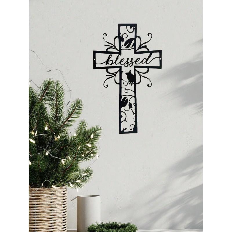 Metal Cross Wall Art Gift for Home and Office Holiday Decor