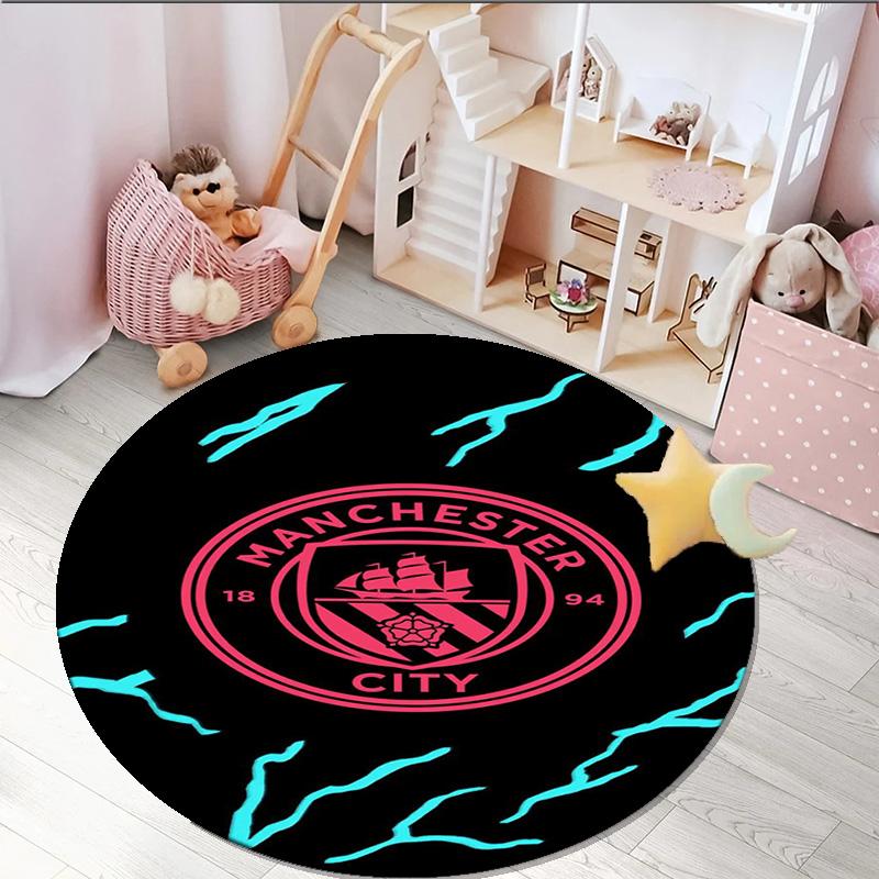 1PC round rug City Football Club Printed Round Area Rug ,Rug For Home Office, Round Chair Rug, Decorative Carpet Fan gifts Christmas gift