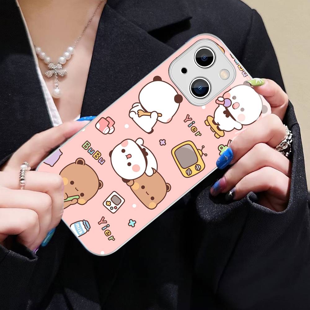 Character Bubu And Dudu For IPhone 14 13 12 Mini 11 Pro XS Max X XR 14 Plus Tempered Glass Cover