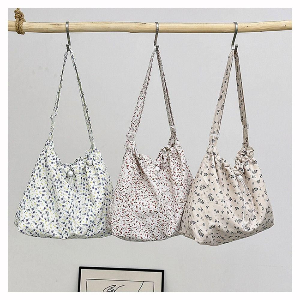 Fashion Flower Floral Canvas Shoulder Bag Large Capacity Handbag Simple Casual Shopper Tote Bags Crossbody Bag