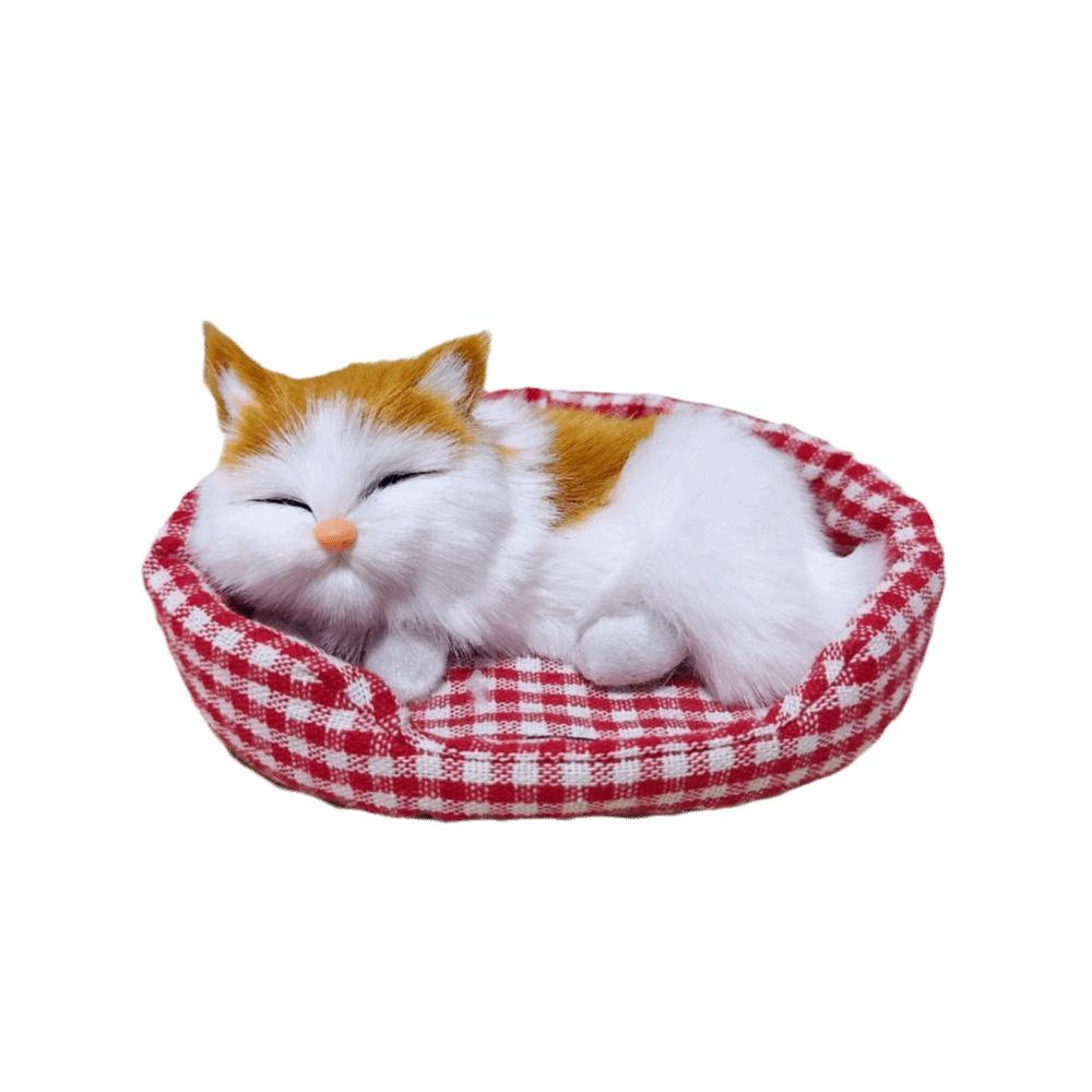 Kawaii Kitty Simulationsfell Katzenmodell auf Kissen Lebensecht Schlafende C Spielzeug Exquisite Weiche Plüschtierfigur Kindergeschenke