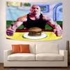The Rock Pfannkuchen Meme Wandteppich Lustiger Popkultur Druck Polyester Wandbehang für Wohnzimmer Virales Meme und Comedy Heimdeko