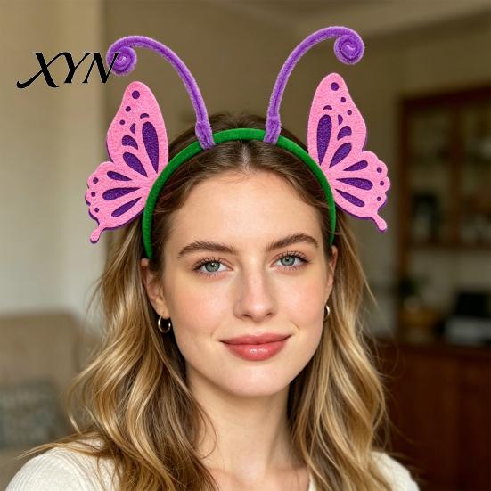 Thin Hairband for Running Insect Wing And Antenna Headband, Cute Butterfly Bee Ladybug Bendable Tentacle Hair Accessory Felt Headpiece Halloween