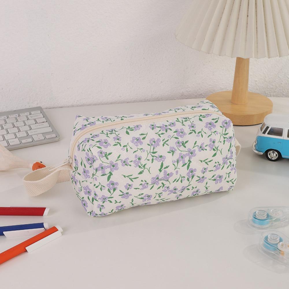 Multifunctional Gardenia Pen Bag Handheld Portable Pencil Case Makeup Bag Home&Travel