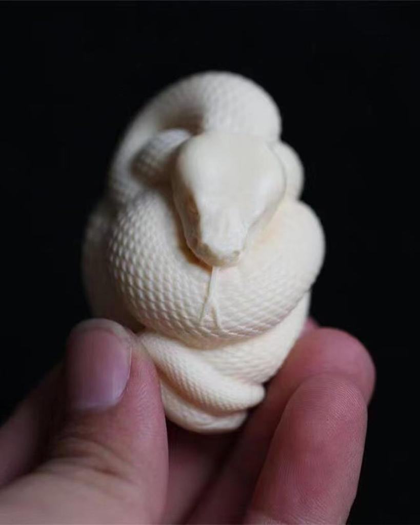 Small White Snake Auspicious Feng Shui Entryway Year of the Zodiac Good Luck Feng Shui Rope Included Figurine, Charm, Item, Decoration, Snake, Sign,