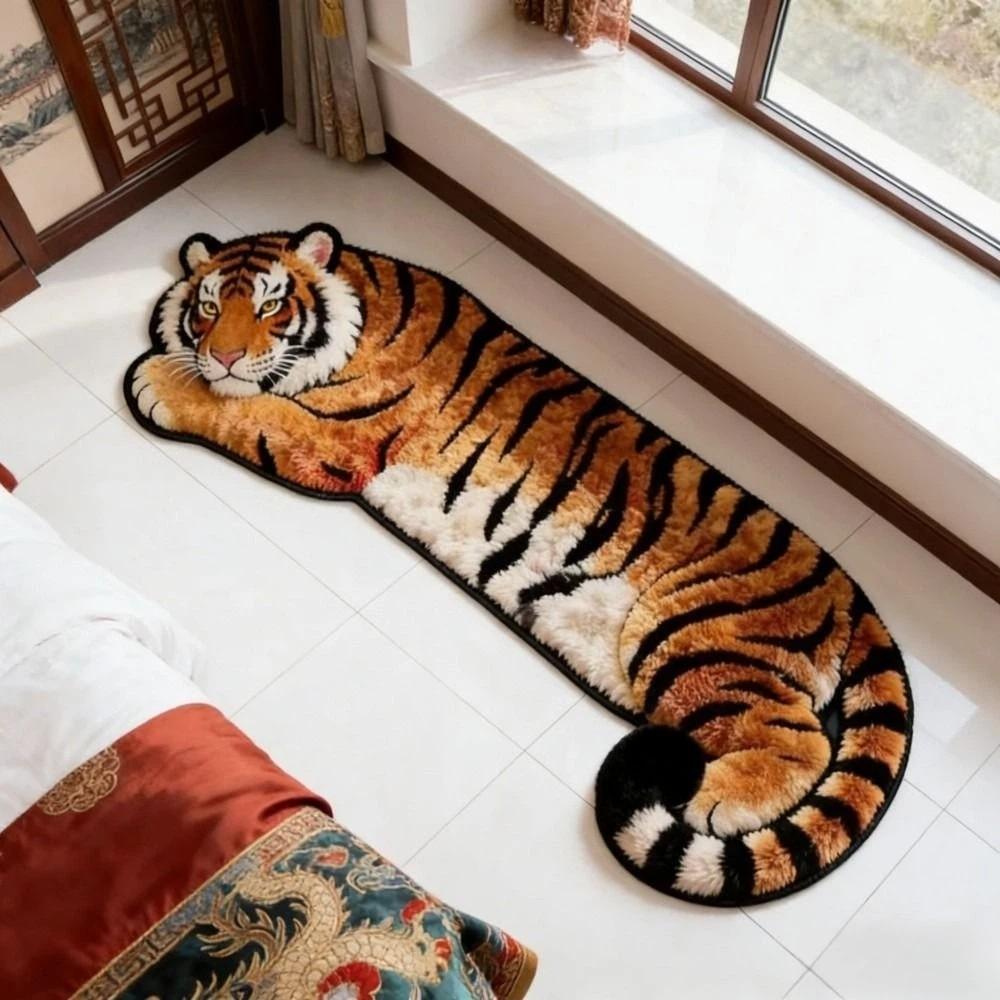 2D Flat Tiger Bedroom Carpet Water-absorbing Bedside Rug Creativity Doormat  Home Decor