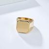 16mm Men's Glossy Square Stamp Ring, Fashionable and Personalized Ring 2025