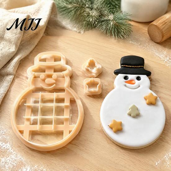 Cake Chocolate Decorating Tools Christmas TicTacToe Cookie Cutter, Snowman Tree Shaped Mold for Holiday Bakery Equipment Home Baking, DIY Biscuit