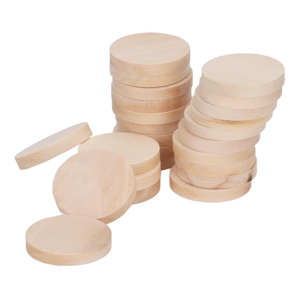 50PCS Round Wooden Circles Unfinished Surface 1.2 Inch Diameter Wood Slices 5mm Thick Wood Wood Cutouts Wood Carving