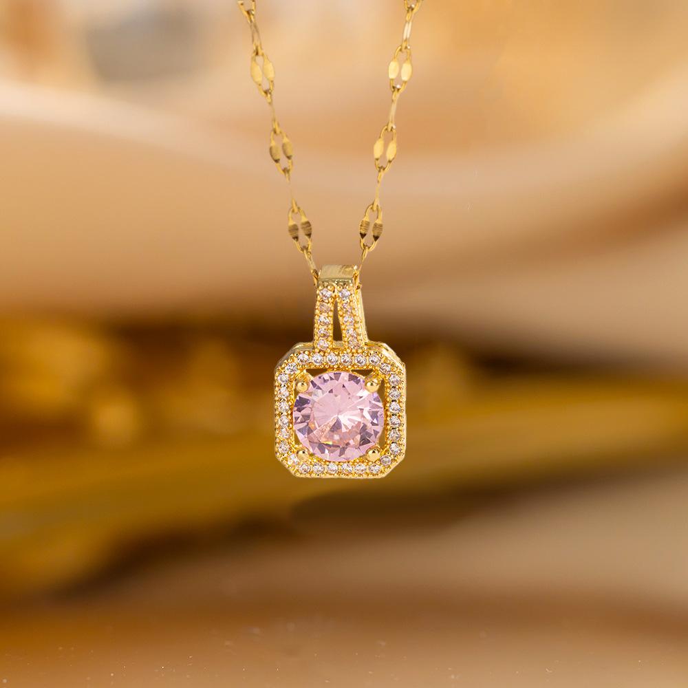 Elegant Luxury Full Zircon Copper Micro Inlaid Necklace Women Simple Exquisite Collarbone Chain Necklace