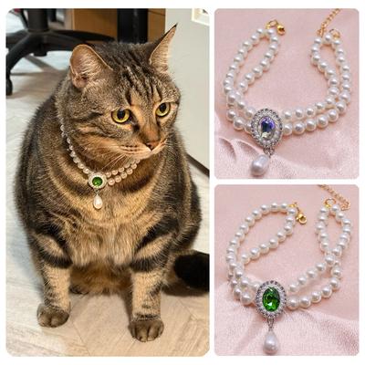 Cute Girl Pearl  Collar  Collars for Girl S with Small Heart Shape Rhinestone Adjustable Length  Collar