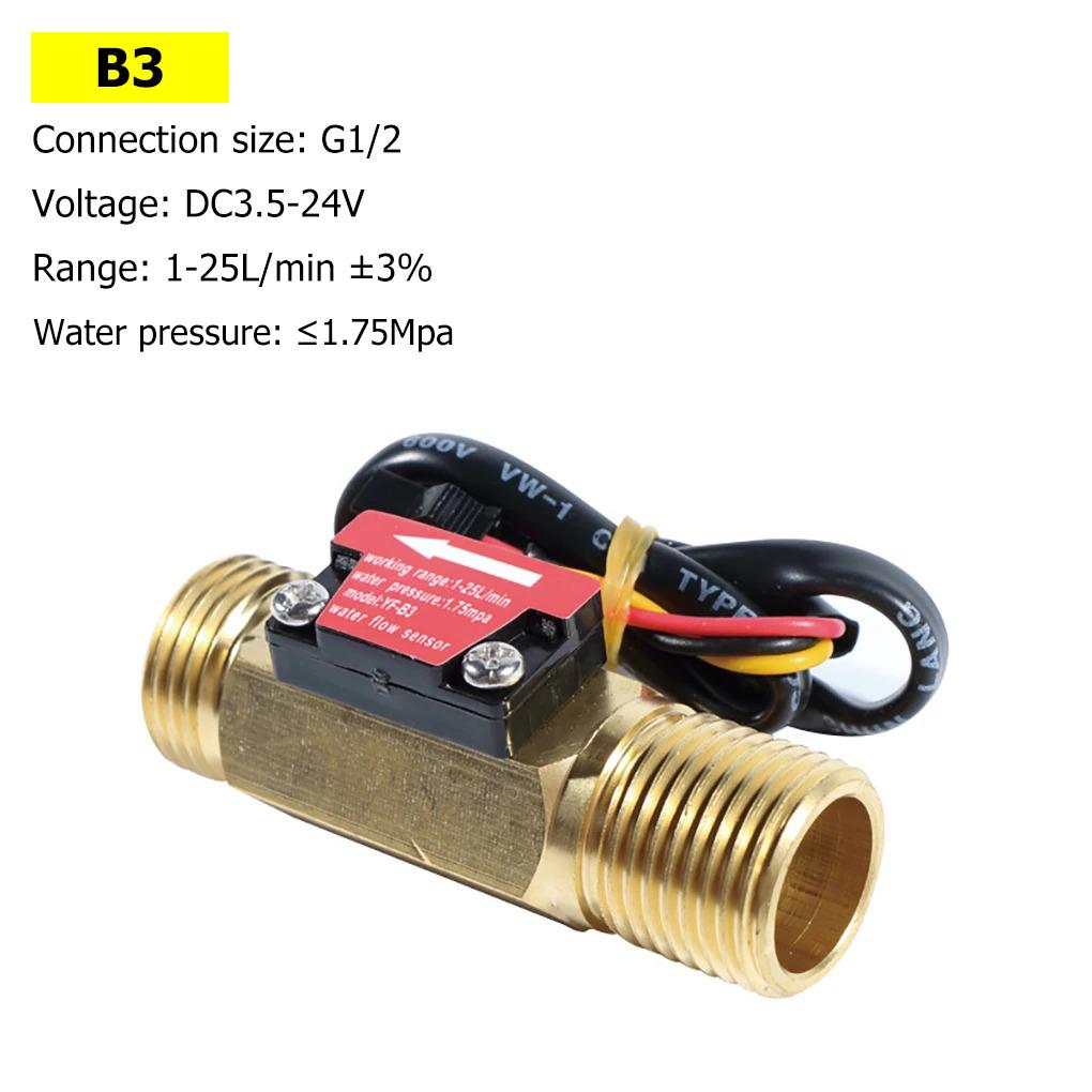 Hall Water Flow Sensor G1/2 G3/4 G1 Brass Flow Meter Electromagnetic Pulse Signal Output Liquid Flow Rate Sensor Indicator