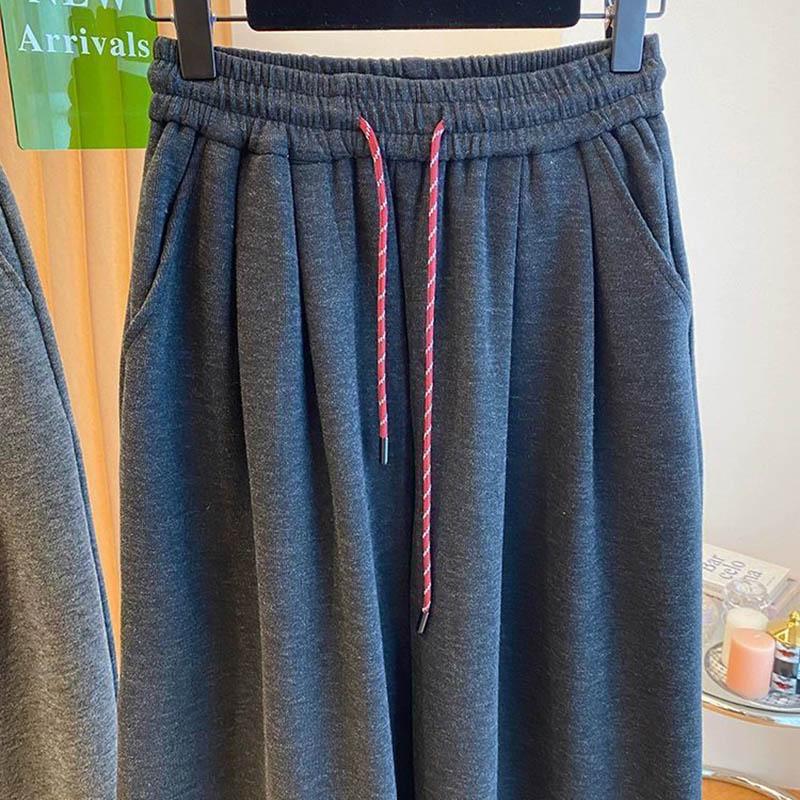 Pants for Women Elastic High Waist Long Trousers Plus Size Stretchy Solid Colour Versatile Casual Wide Leg Pants