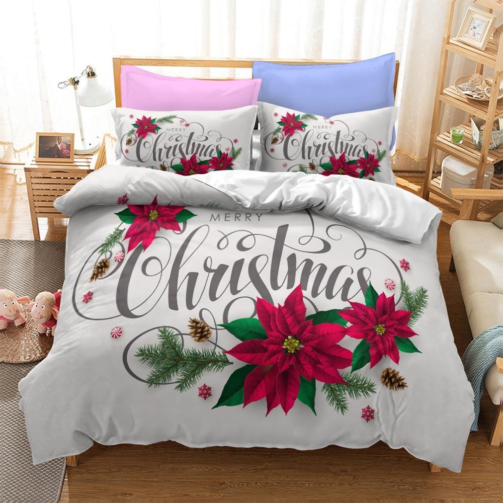 Christmas Series Bedding Three-Piece Home Textile Kit Digital Printing Production