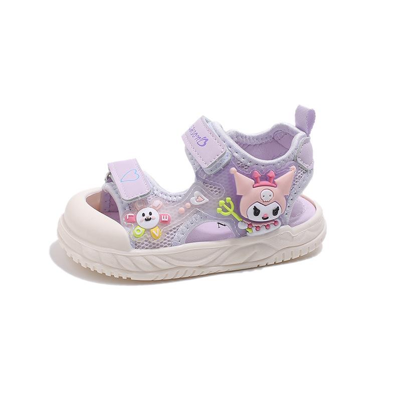 

Girls Sandals Summer New Style Baby Girl Princess Sandals Cartoon Cute Soft Sole Toddler Foot Protection Walking Shoes 16-20Code（One Hand5Doub фиолетовый