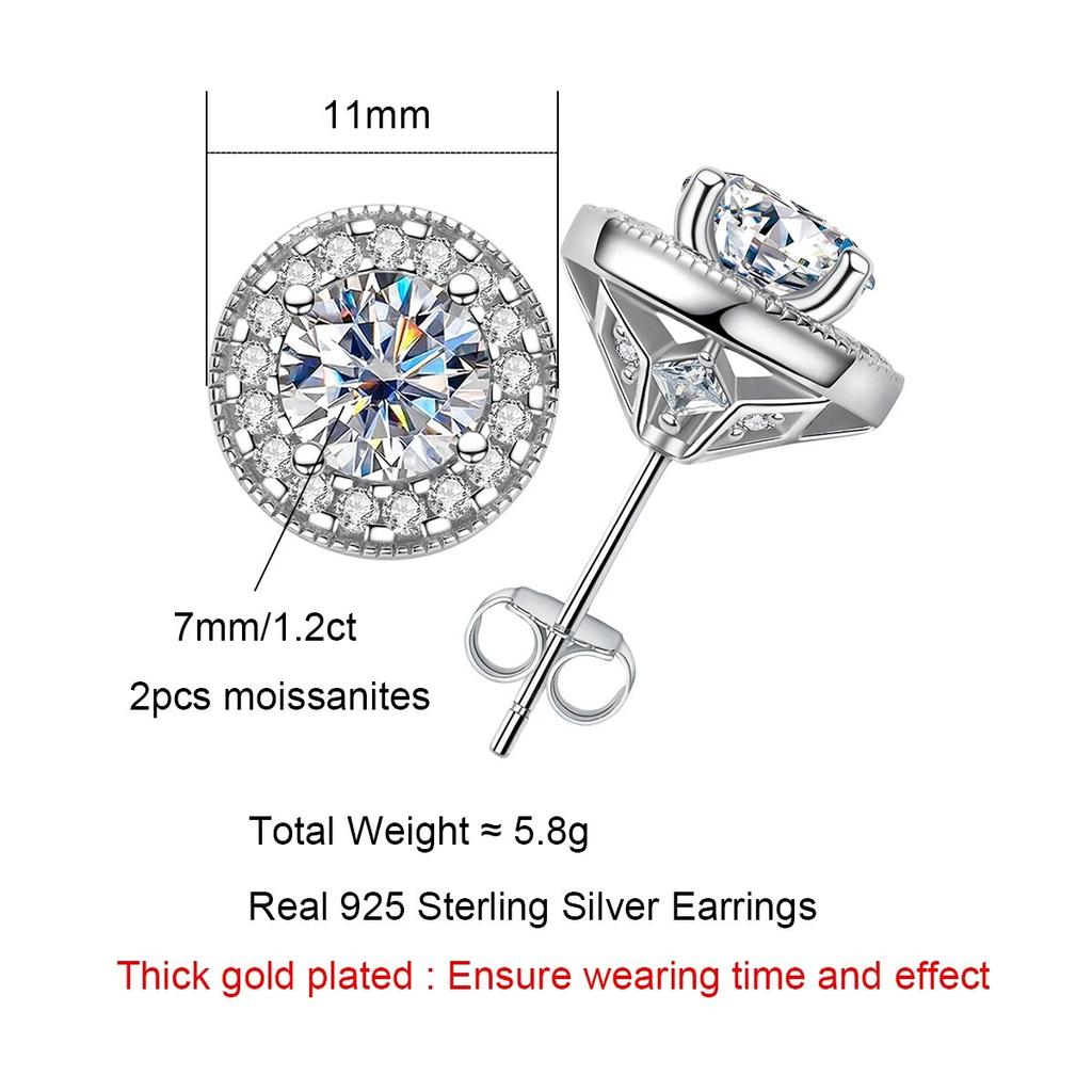 D Color 2.4cttw  Moissanite Diamond Vintage Stud Earrings For Women 18K Gold Plated 925 Sterling Silver Earrings