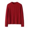 Women's 100% Pure Cashmere Round Neck Cable Knit Sweater