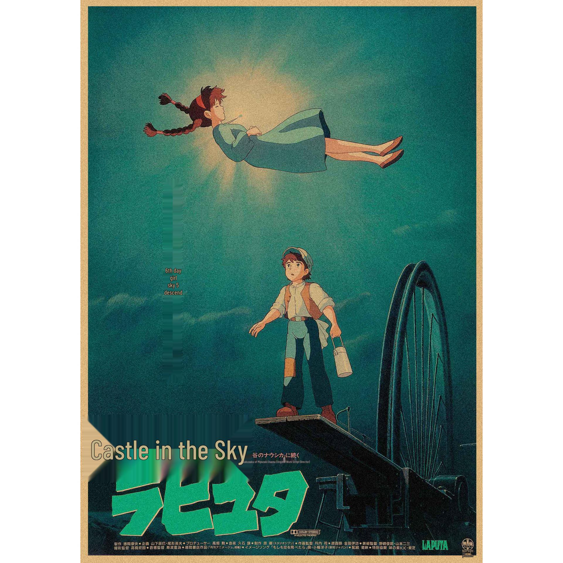 

Japanese Anime Poster: Laputa: Castle in the Sky by Hayao Miyazaki - Retro Kraft Paper Decor Mural 29.7X42cm (A3 size)