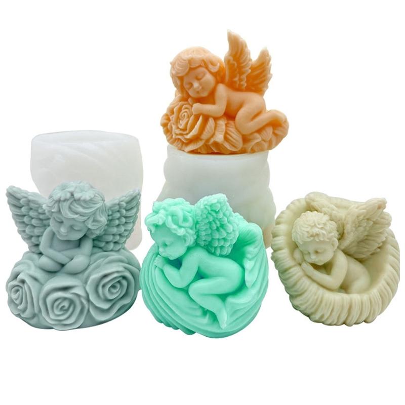 Rose Angel Baby Candle Mould Heat Resistant Silicone for Craft Handmade Candle Soap Chocolate Making