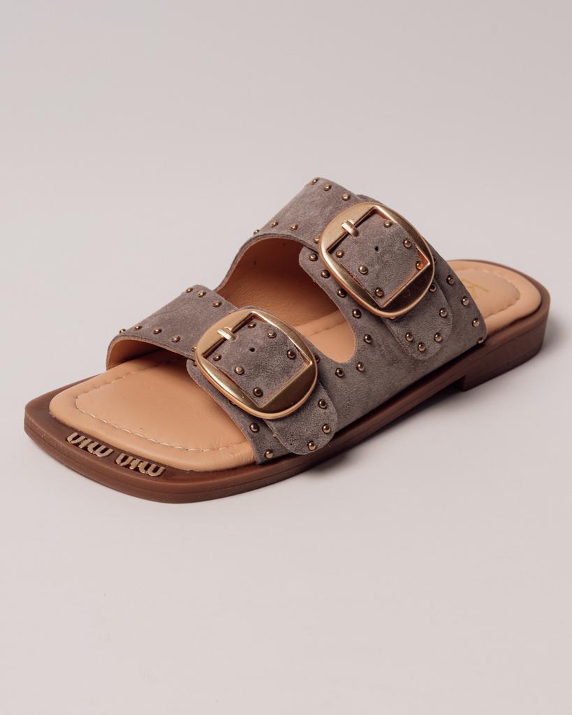 Pantofle s cvočky Krula 392401 36 šedé semišové