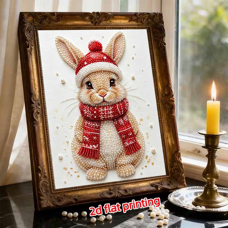 Frameless Pearl Painting Kit Festive Rabbit Aesthetic Wall Art DIY Sparkling Bead Canvas Room Decor Creative Craft Gift Idea