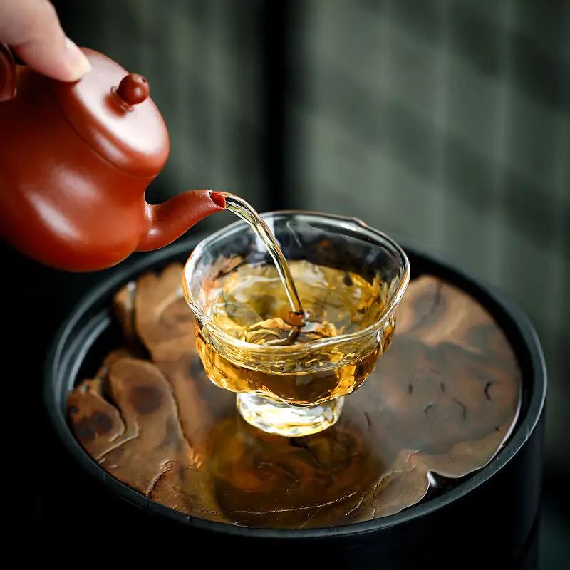 2Pcs/Lot Japanese Hammer Pattern 60ml Small Capacity Glass Tea Cup Tea Appreciateing Cup Kung Fu Tea Accessories Crystal Tea Cup