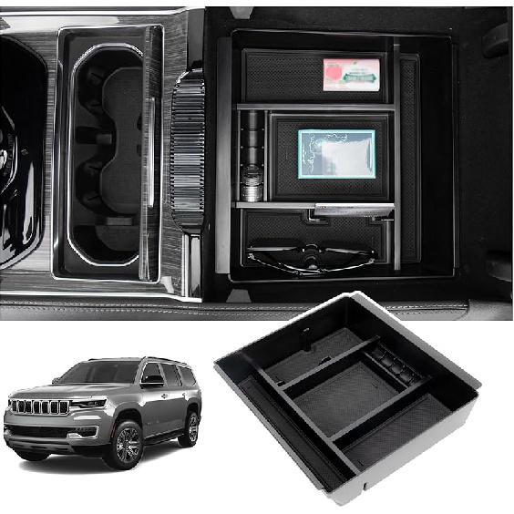 Center Console Organizer Compatible With -2025 Jeep Wagoneer/L, -2025 Jeep Grand Wagoneer/L Accessories, Armrest Storage Box Silicone mat style